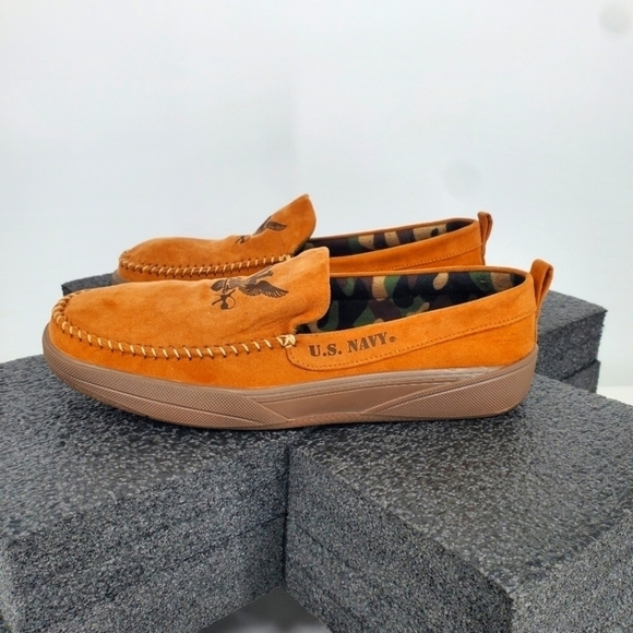 The Bradford Exchange U.S. Navy Pride" Men's Faux Suede Moccasins Size 10 Shoes - Picture 13 of 13